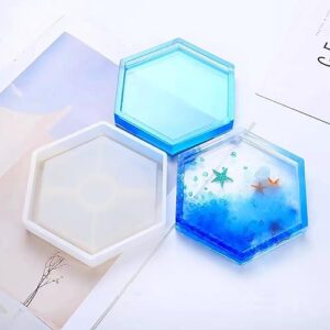 EPODA 5pcs Resin Tray Molds, Silicone Tray Mold, Round, Hexagon, and Square Epoxy Resin Casting Molds for Coaster Tray Making