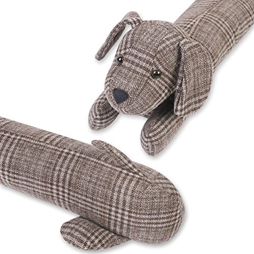 CERAYOU 36 Inch Heavy Duty Under Door Draft Stopper, Cute Animals Shape Door & Window Draft Guard to Save Energy, Decorative Weighted Bottom Insulation Stopper Noise Air Wind Dust Blocker, Plaid Dog