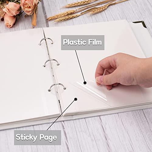 Vienrose Photo Album Self Adhesive 40 Pages Hardcover with DIY Scrapbooking Kit 3 Rings Paper Scrapbook for Lover Friends Kids Wedding Black