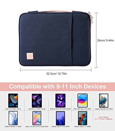 Dadanism 9-11 Inch Tablet Sleeve Bag Organizer Carrying Case for iPad Air 5/4 10.9", iPad 10th Gen 10.9 2022, iPad Pro 11 2022-2018, iPad 9/8/7th Gen 10.2, Galaxy Tab S9/A8/S8/S6 Lite, Indigo & Pink