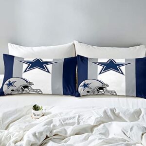 VIVIHOME 3PCS American Football Bedding Set, King Duvet Cover, Sports Duvet Cover, Grey White Navy Blue Striped Comforter Cover, Bedroom Decor for Men Husband Boyfriend Teenage Boys, 2 Pillow Shams