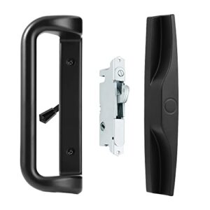 house guard black patio door handle set with mortise lock,suitable for replacement sliding doors lock 3-15/16”screw hole spacing.choices that add a unique to your patio glass sliding door.