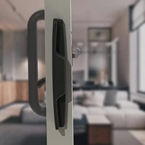 House Guard Black Patio Door Handle Set with Mortise Lock,Suitable for Replacement Sliding Doors Lock 3-15/16”Screw Hole Spacing.Choices That Add a Unique to Your Patio Glass Sliding Door.