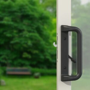 House Guard Black Patio Door Handle Set with Mortise Lock,Suitable for Replacement Sliding Doors Lock 3-15/16”Screw Hole Spacing.Choices That Add a Unique to Your Patio Glass Sliding Door.