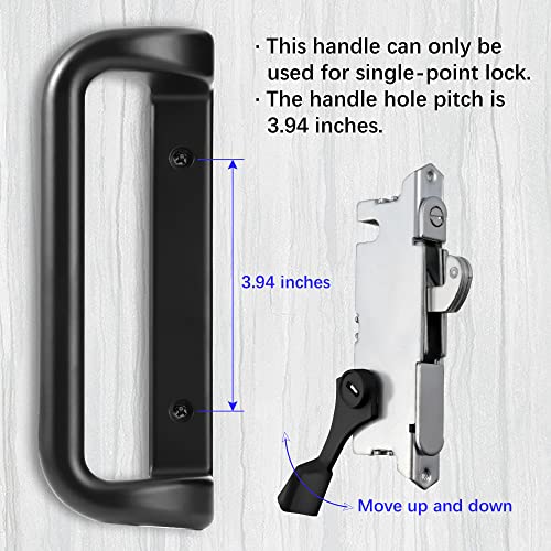 House Guard Black Patio Door Handle Set with Mortise Lock,Suitable for Replacement Sliding Doors Lock 3-15/16”Screw Hole Spacing.Choices That Add a Unique to Your Patio Glass Sliding Door.