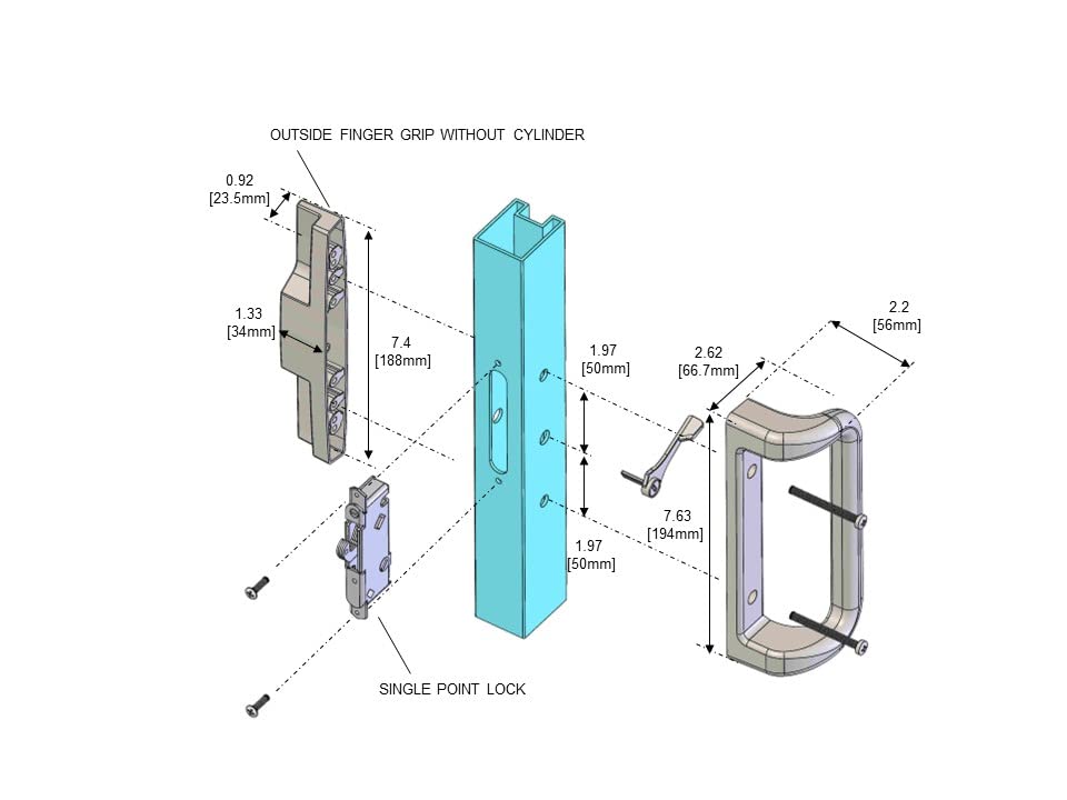 House Guard Black Patio Door Handle Set with Mortise Lock,Suitable for Replacement Sliding Doors Lock 3-15/16”Screw Hole Spacing.Choices That Add a Unique to Your Patio Glass Sliding Door.