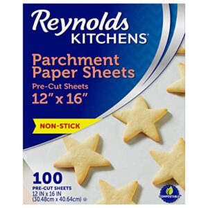 reynolds kitchens parchment paper flat sheets, 12x16 inches, 100 count