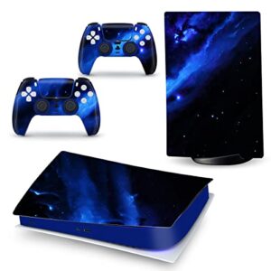 censteel ps5 skin for playstation 5 digital version, console and controllers vinyl sticker decal cover - blue universe