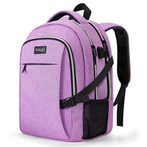 ankuer backpacks for men women, backpack fits up 15.6 in laptop backpack for travel, backpacks with usb charging port, work business backpack for women (purple)