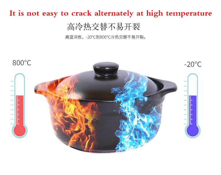 Casserole Clay Pot Heat-resistant Premium Ceramic Bowls Lid Cooking Soup Black White (Black 66oz)