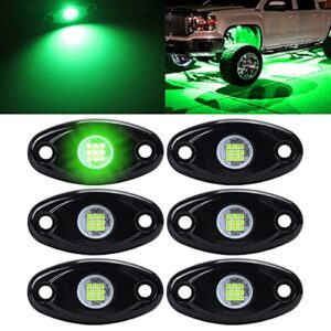 calightskit 6 pods led rock lights green for jeep off road truck car atv suv boat under body glow accent lighting lamp waterproof underglow led neon underbody fender light kits lamp