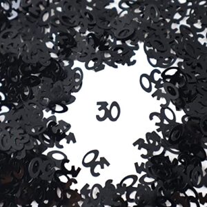 30th happy birthday confetti for table - number 30 confetti for birthday anniversary party decorations, anniversary party birthday confetti for 30th, happy 30 birthday confetti for table decorations, party supplies (black)
