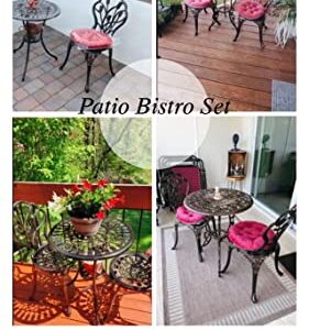 Mandolin Patio Table and Chairs,5 Piece Outdoor Dining Set,Rust-Resistant Cast Aluminum Bistro Set,with Cushion,Tulip Design (Copper)