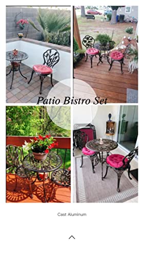 Mandolin Patio Table and Chairs,5 Piece Outdoor Dining Set,Rust-Resistant Cast Aluminum Bistro Set,with Cushion,Tulip Design (Copper)