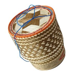 bamboo sticky rice serving basket handmade ''kra-tip'' thai laos traditional weave wickerwork with vegetable based dye serving travel picnic keeping sticky rice after steaming keep sticky rice warm