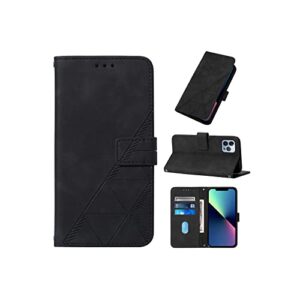 fashion with card slot stitching leather case business decompression mobile phone flip back cover (black,for infinix smart 5)