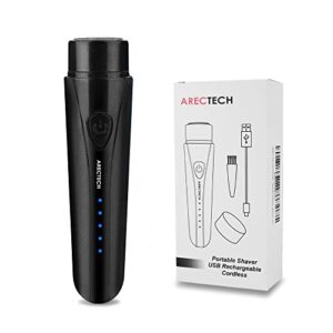 arectech mini portable shaver pocket razors electric razor for men usb rechargeable led battery display best for travel shaves touch up shaves cordless black