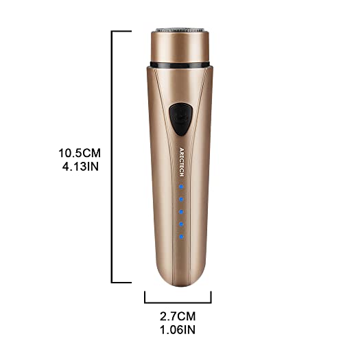 ARECTECH Mini Portable Shaver Pocket Razors Electric Razor for Men USB Rechargeable LED Battery Display Best for Travel Shaves Touch Up Shaves Cordless Gold