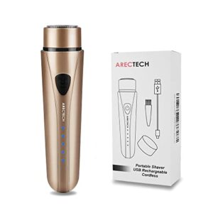 arectech mini portable shaver pocket razors electric razor for men usb rechargeable led battery display best for travel shaves touch up shaves cordless gold