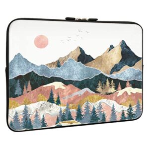 lapac laptop sleeve bag 13-14 inch nature mountain, pink forest water repellent neoprene light weight computer skin bag, sunset landscape notebook carrying case bag for macbook pro 14, macbook air 13