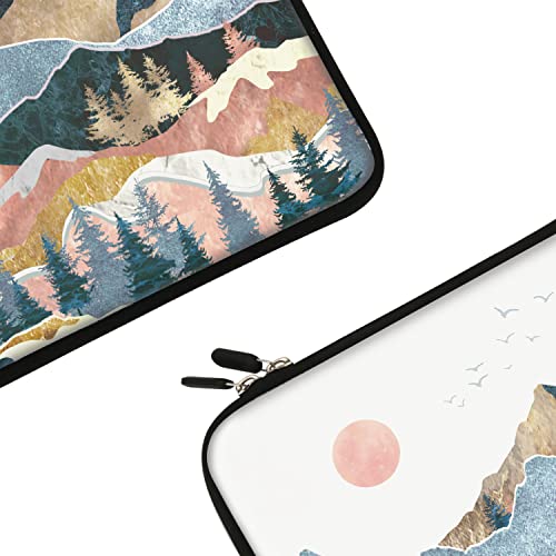 Lapac Laptop Sleeve Bag 13-14 Inch Nature Mountain, Pink Forest Water Repellent Neoprene Light Weight Computer Skin Bag, Sunset Landscape Notebook Carrying Case Bag for MacBook Pro 14, MacBook Air 13