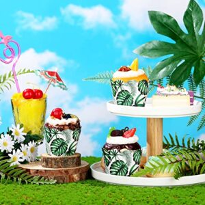 36 Pack Tropical Cupcake Liners Reversible Jungle Paper Baking Cups Palm Leaves Cupcake Wrappers Hawaiian Themed Safari Cupcake Wrappers Tiki Luau Parties Muffin Tropical Cups for Luau Party Decor