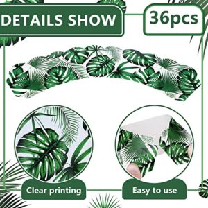 36 Pack Tropical Cupcake Liners Reversible Jungle Paper Baking Cups Palm Leaves Cupcake Wrappers Hawaiian Themed Safari Cupcake Wrappers Tiki Luau Parties Muffin Tropical Cups for Luau Party Decor