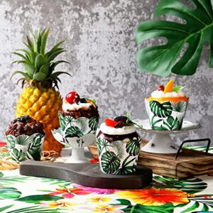 36 Pack Tropical Cupcake Liners Reversible Jungle Paper Baking Cups Palm Leaves Cupcake Wrappers Hawaiian Themed Safari Cupcake Wrappers Tiki Luau Parties Muffin Tropical Cups for Luau Party Decor