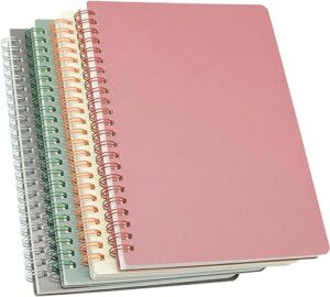 yansanido spiral notebook, 4 pcs 4 color a5 size thick plastic hardcover 8mm ruled paper 80 sheets (160 pages) journal for school and office supplies (4 pcs a5)
