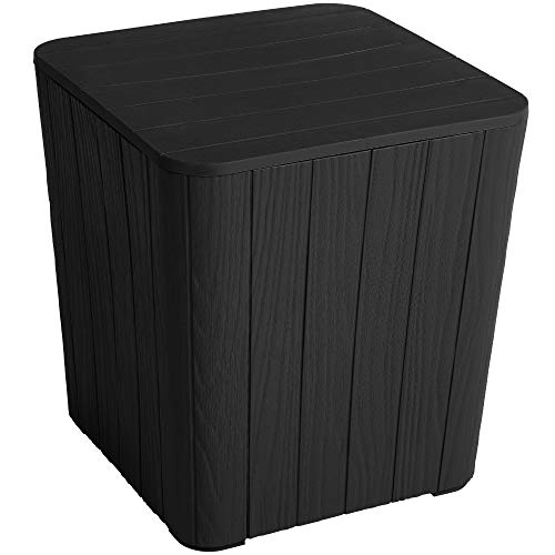 YITAHOME 120 Gallon Resin Deck Box Outdoor Storage Boxes & Outdoor Coffee Extra Storage 11.5 Gallon Patio Side Table, 13.4" L x 15.3" W x 16.5" H, Black