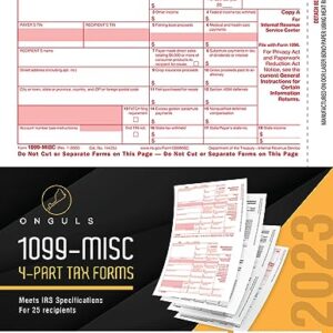 1099 MISC Forms 2023, 1099 MISC Laser Forms IRS Approved Designed for Quickbooks and Accounting Software 2023, 4 Part Tax Forms Kit, 25 Vendor Kit - Total 54 (105) Forms