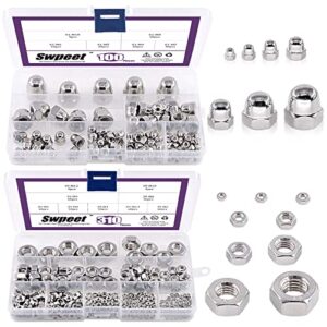 swpeet 595pcs 304 stainless steel serrated metric acorn cap nuts hex dome cap and hex nuts assortment kit