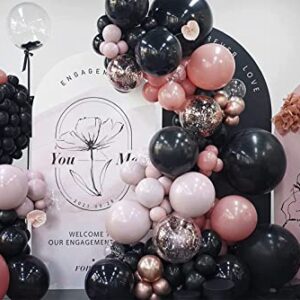 PartyWoo 140 pcs Black and Pink Balloon Garland Kit, Black, Pastel Pink, Dusty Pink Balloons for Balloon Garland Arch Kit, Birthday Party, Baby Shower, Wedding