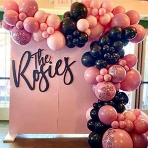 PartyWoo 140 pcs Black and Pink Balloon Garland Kit, Black, Pastel Pink, Dusty Pink Balloons for Balloon Garland Arch Kit, Birthday Party, Baby Shower, Wedding