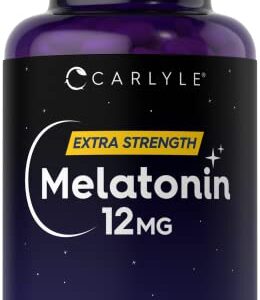 Melatonin 12 mg | 180 Softgel Capsules | Adult Extra Strength Support Supplement | Non-GMO, Gluten Free | by Carlyle