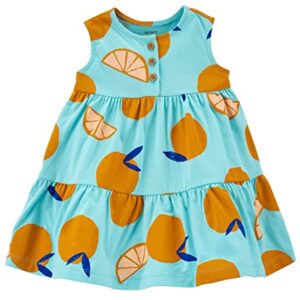 Carter's Baby Girls' Casual Dress with Matching Diaper Cover (6 Months, Fruit/Blue)