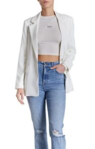 o a t new york women's plus size luxury clothing boyfriend blazer with front button closure, versatile for office or everday wear, off white, large