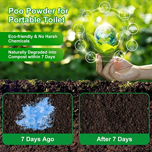 Siewl 25Pack Poo Powder for Portable Toilet, Camping Toilet Chemicals Degradable Absorbent Gel, Porta Potty Composting RV Toilet Liquid Waste Gel for Outdoor Camping Hiking