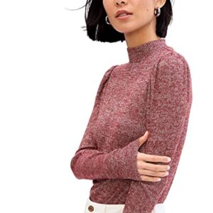 GAP Womens Long Sleeve Textured Puff Sleeve Blouse, Cherry Oak, Medium US