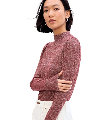 GAP Womens Long Sleeve Textured Puff Sleeve Blouse, Cherry Oak, Medium US