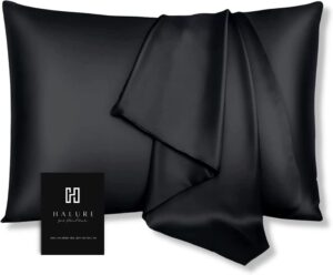 halure 100% mulberry silk pillowcase for hair and skin, queen size silk pillowcase, 20" x 30", soft smooth and hypoallergenic cooling pillow cases with envelope closure, 1pc, black