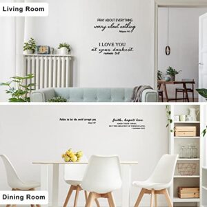 12 Styles Bible Verse Wall Decals Inspirational Wall Decals Peel and Stick Vinyl Christian Wall Decal Prayer Wall Decor Butterfly Quotes Wall Decor Stickers Wall Art Sticker for Bedroom (Black)