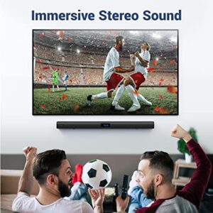 Tribit 38-inch 100W Soundbar for TV: 2.2ch with 6 Built-in Speakers, Bluetooth 5.0 or Optical/Aux/USB/HDMI Connection, 4 EQs, Home Theater System with Remote Control, Wall Mountable, LED Display