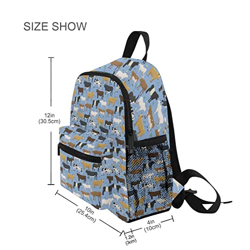 Aflyko Kids Backpack Bull Cattle Cow Daycare Kindergarten Daypack Toddler Travel Girls Boys Waterproof Preschool Bag 10" × 4" × 12"