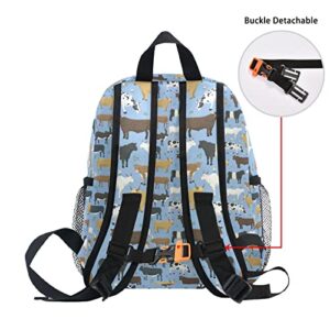 Aflyko Kids Backpack Bull Cattle Cow Daycare Kindergarten Daypack Toddler Travel Girls Boys Waterproof Preschool Bag 10" × 4" × 12"