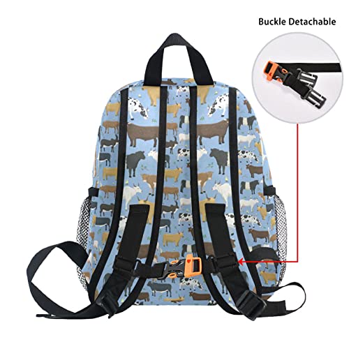 Aflyko Kids Backpack Bull Cattle Cow Daycare Kindergarten Daypack Toddler Travel Girls Boys Waterproof Preschool Bag 10" × 4" × 12"