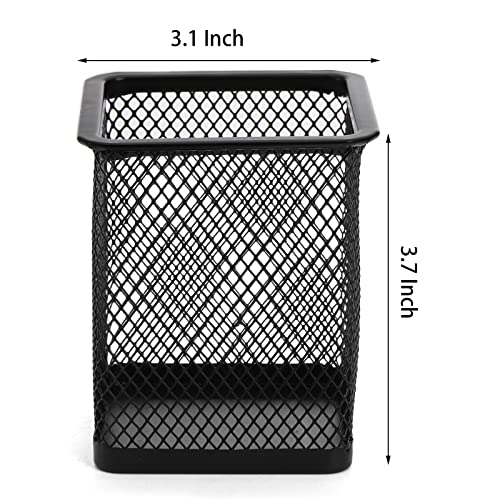 Nicunom 12 Pack Metal Pen Holder Square Mesh Pencil Holder Desk Organizer Mesh Pen Cup Pencil Cup for Desk Office Pen Organizer, Black