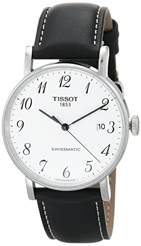 Tissot Mens Everytime Desire Auto 316L Stainless Steel case Automatic Watch, Black, Leather, 21 (T1094071603201)