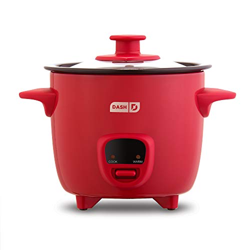 Dash DRCM200GBRD04 Mini Rice Cooker Steamer with Removable Nonstick Pot, Keep Warm Function & Recipe Guide, Red & DMW001RD Mini Maker, 4 Inch, Red