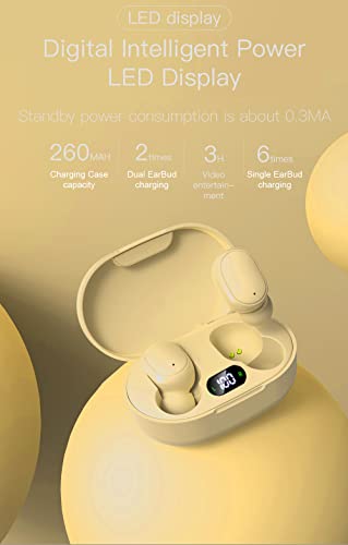 Acuvar Fully Wireless Bluetooth 5.0 Rechargeable iPX4 Water & Sweat Proof Earbud Headphones w Microphone, Touch Controls, Smart LCD Charging Case, 3D Stereo Bass and Noise Cancelling (Yellow)